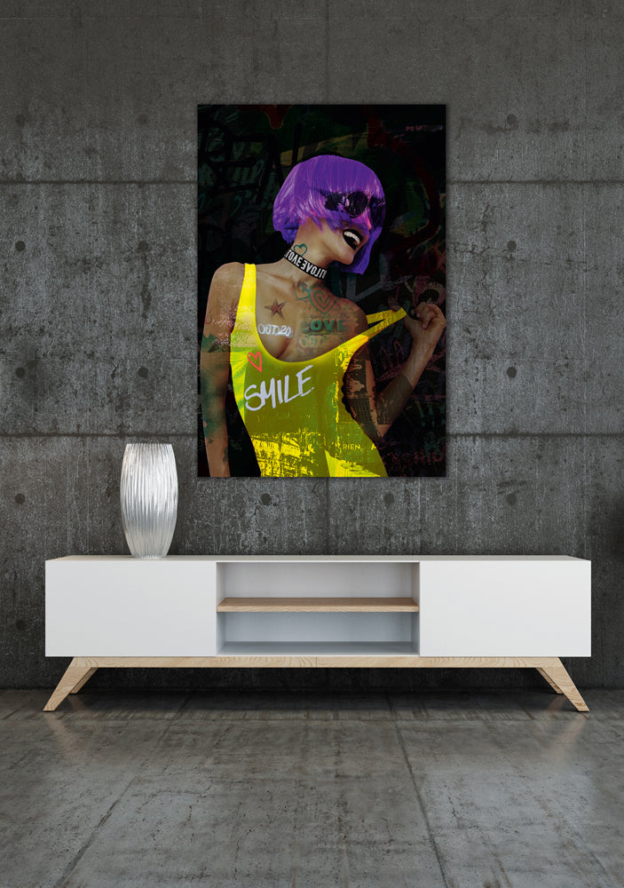 glass picture Neon Girl
