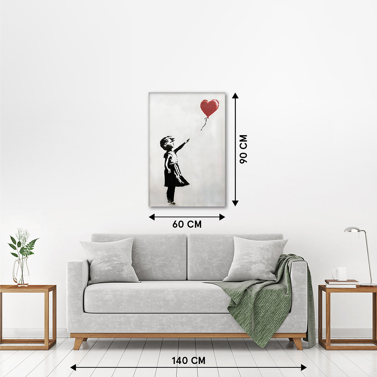 Peinture d'une fille au ballon d'amour