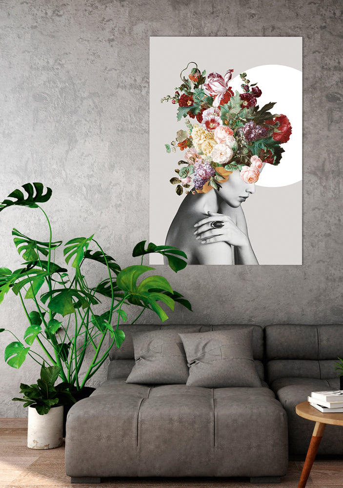 Glass picture Beauty with colorful flowers