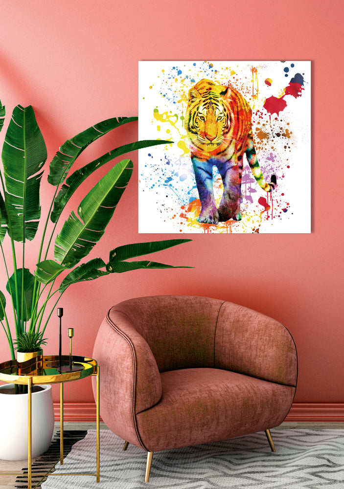 Tiger in the play of colors