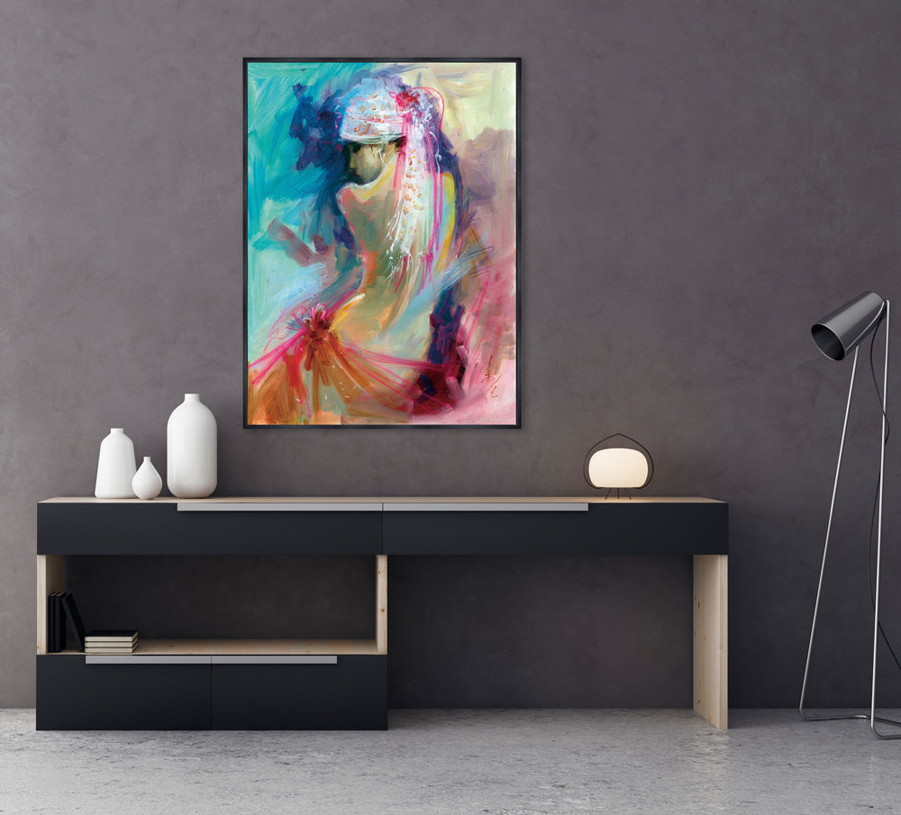 Painting Modern colored nude with cloth