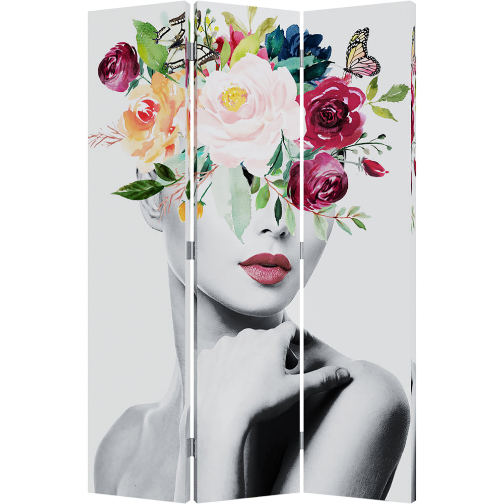 Room divider "Beautiful with floral decoration" reversible motif