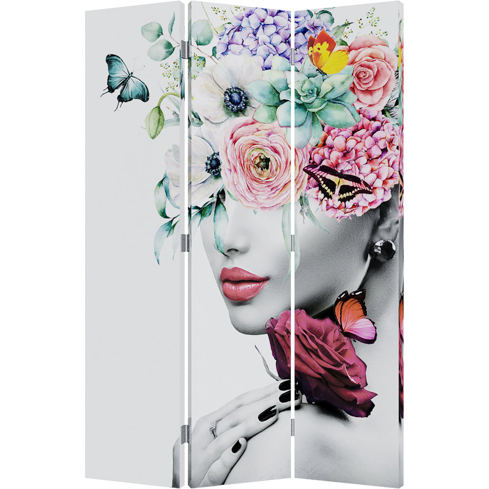 Room divider "Beautiful with floral decoration" reversible motif