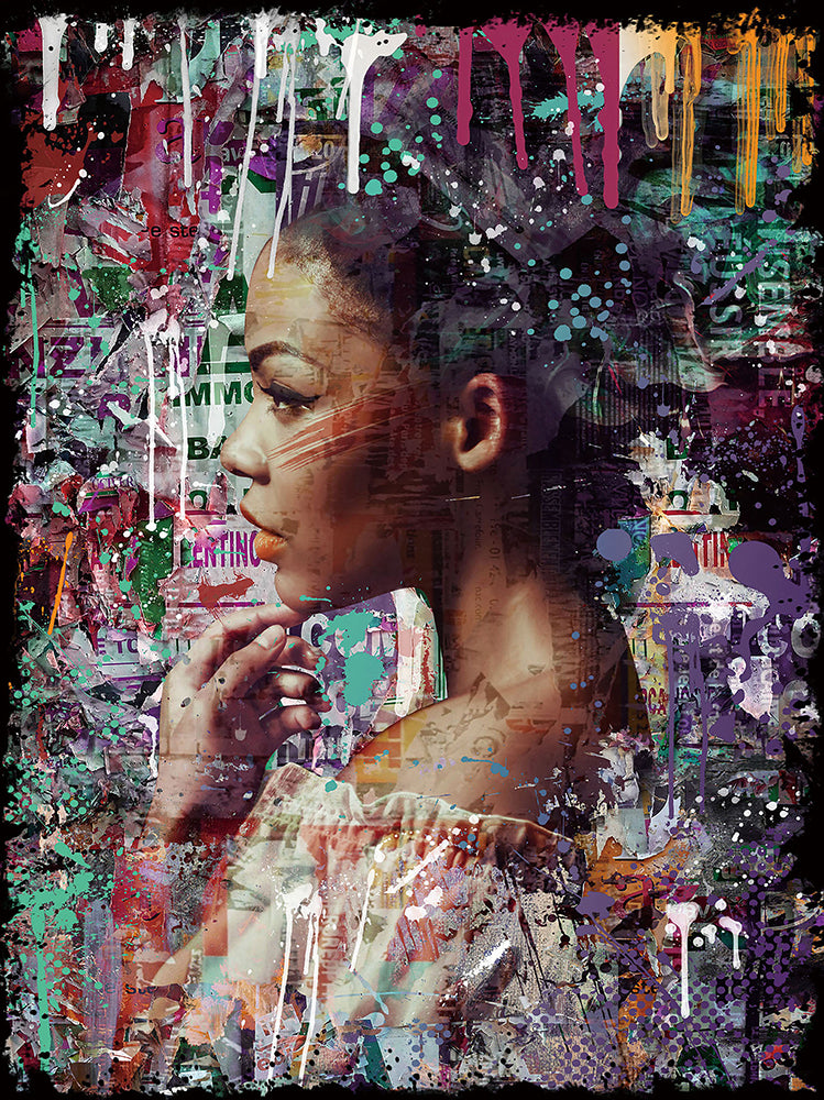 Glass picture Street Art "Beauty in the Rain of Colors"