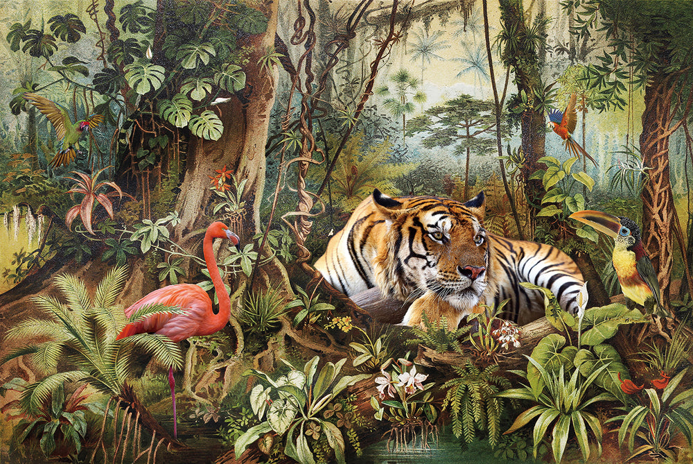 Glass Picture Flamingo Meets Tiger