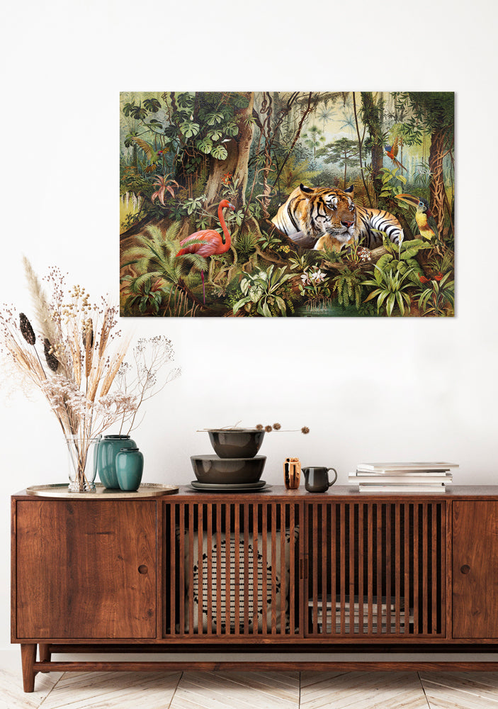 Glass Picture Flamingo Meets Tiger