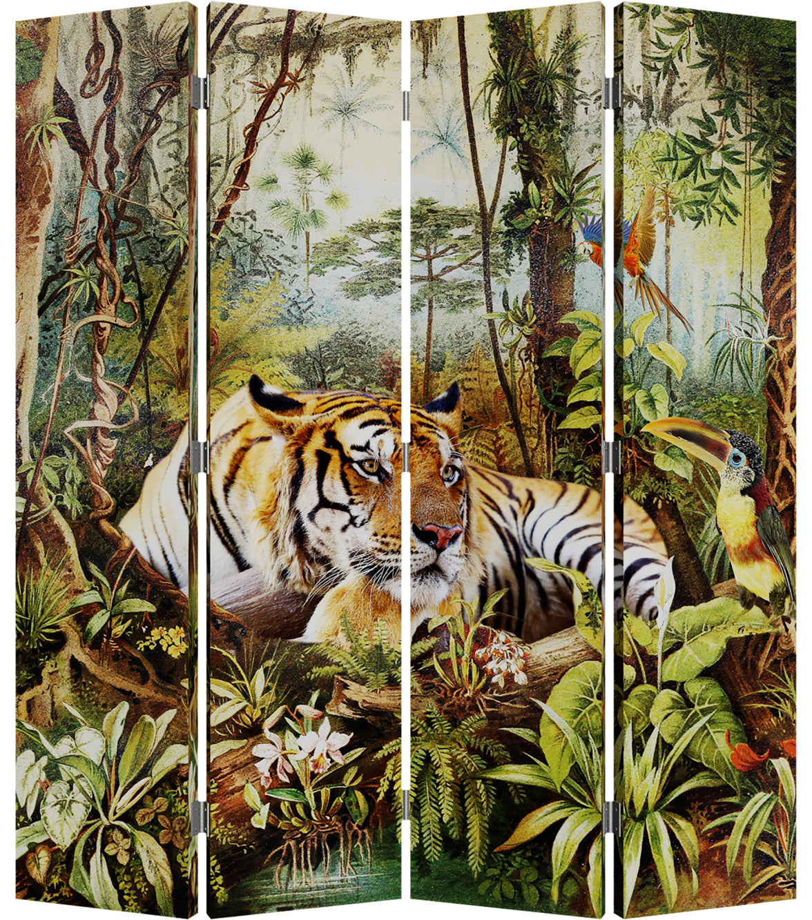 Room divider "Tiger-Flower" reversible motif