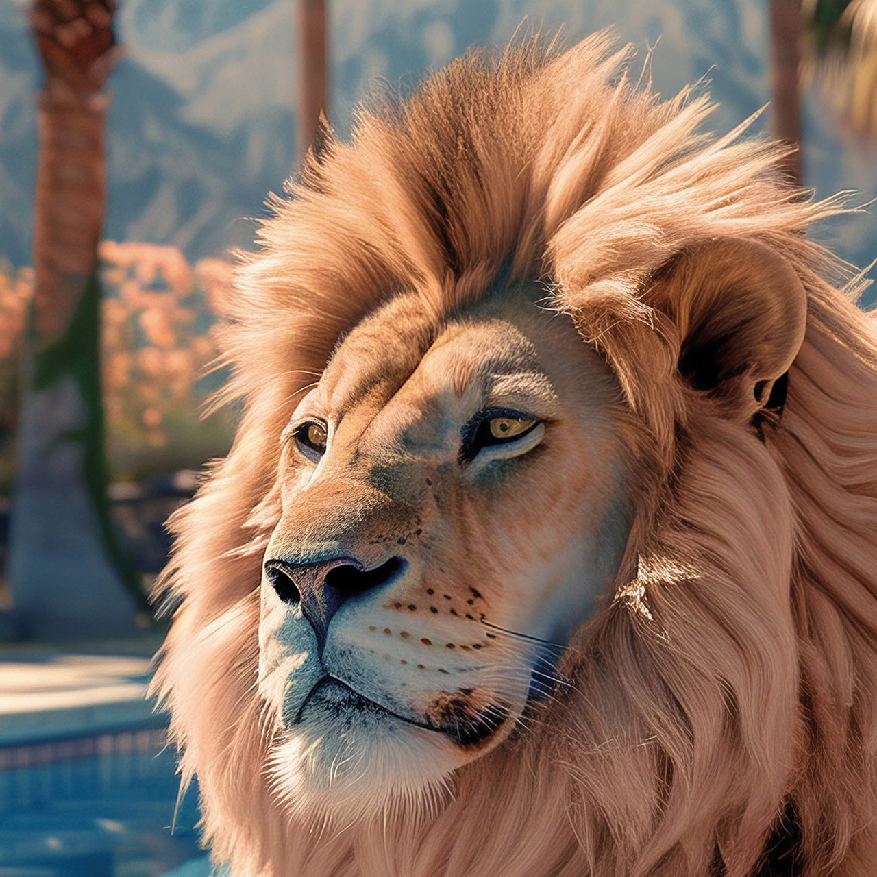 Glass picture Tropical Lion
