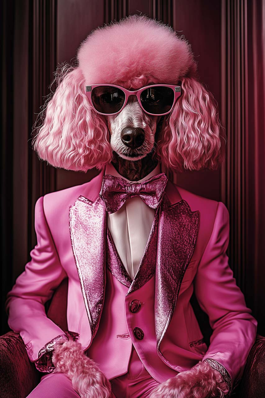 Glass picture Pink Poodle
