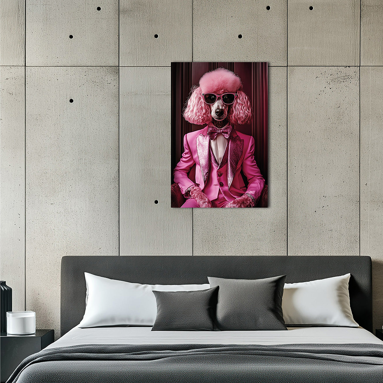 Glass picture Pink Poodle