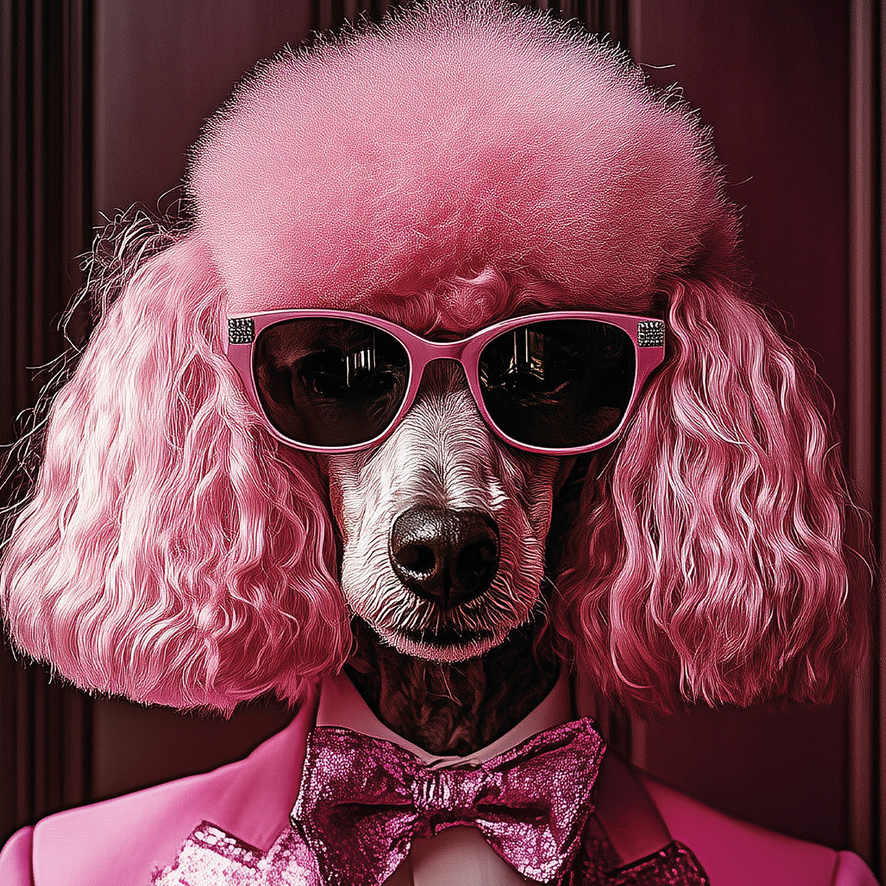 Glass picture Pink Poodle