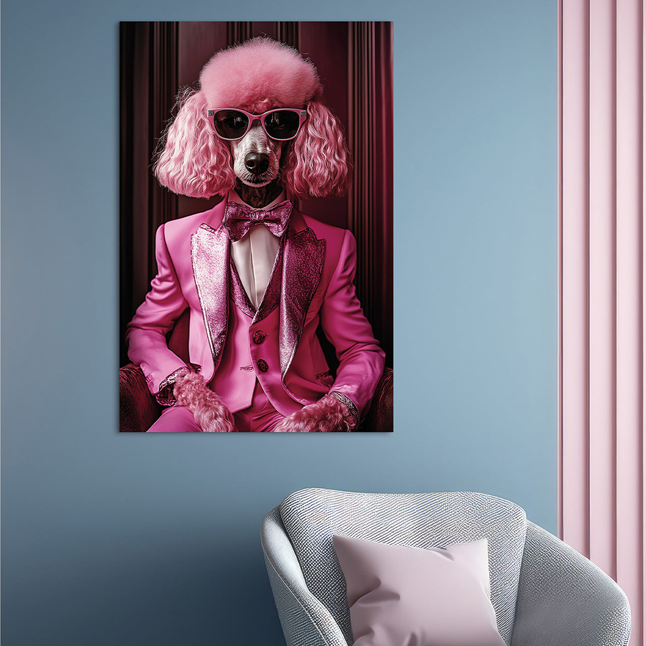 Glass picture Pink Poodle