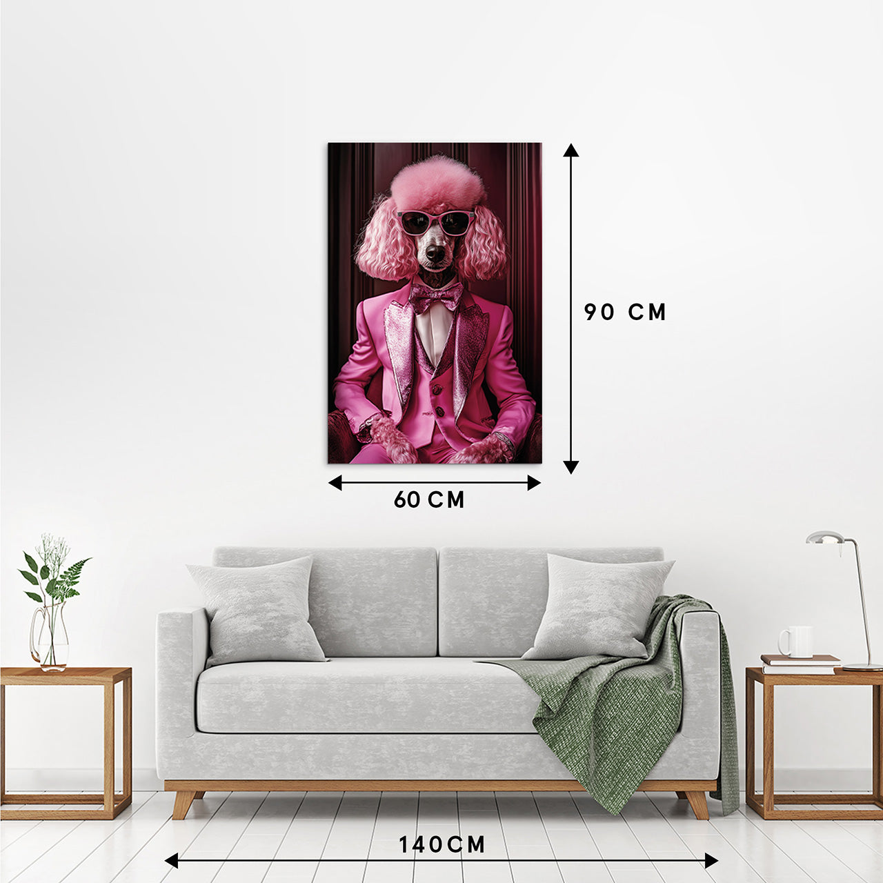 Glass picture Pink Poodle