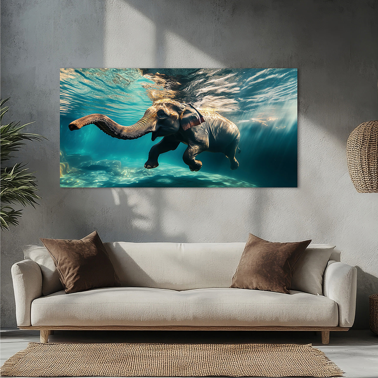 Glass picture Diving Elephant