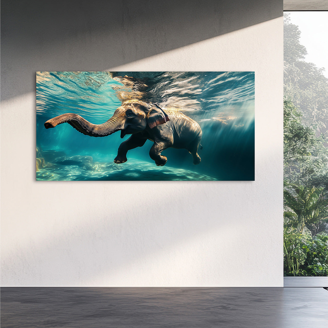 Glass picture Diving Elephant
