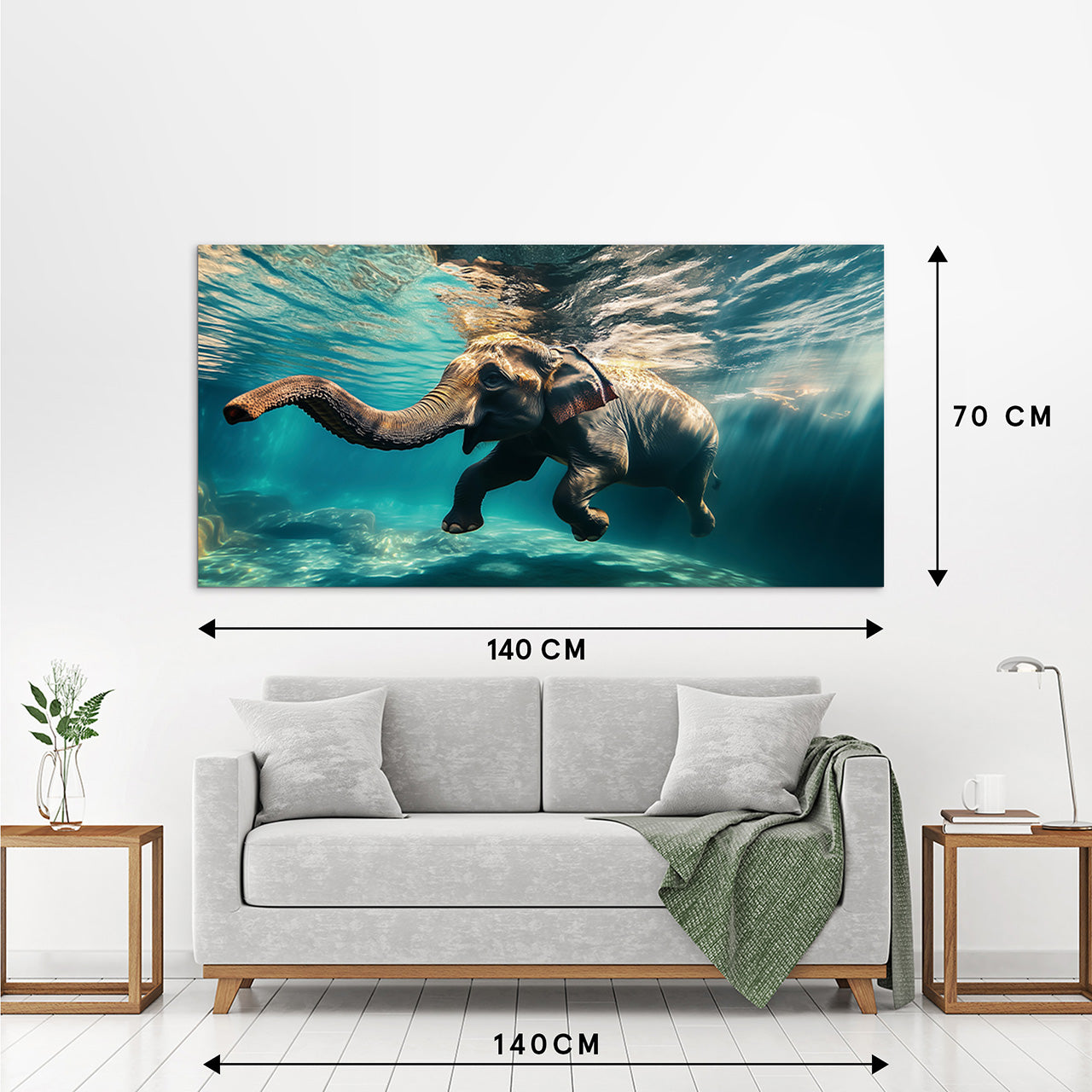 Glass picture Diving Elephant