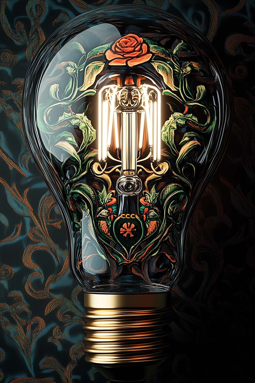 Glass picture lightbulb