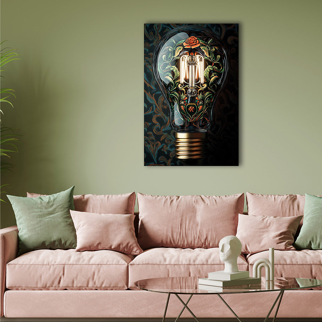 Glass picture lightbulb