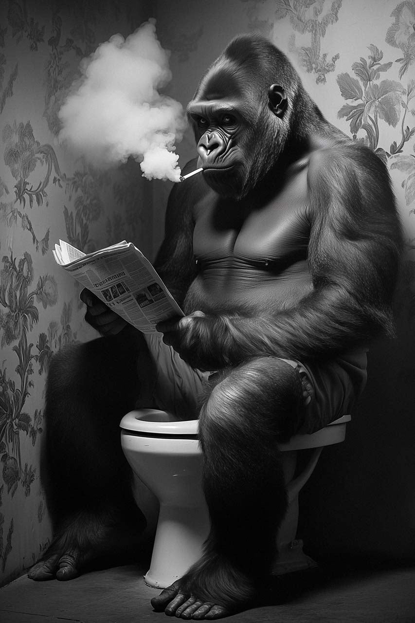 Glass picture Gorilla's Restroom