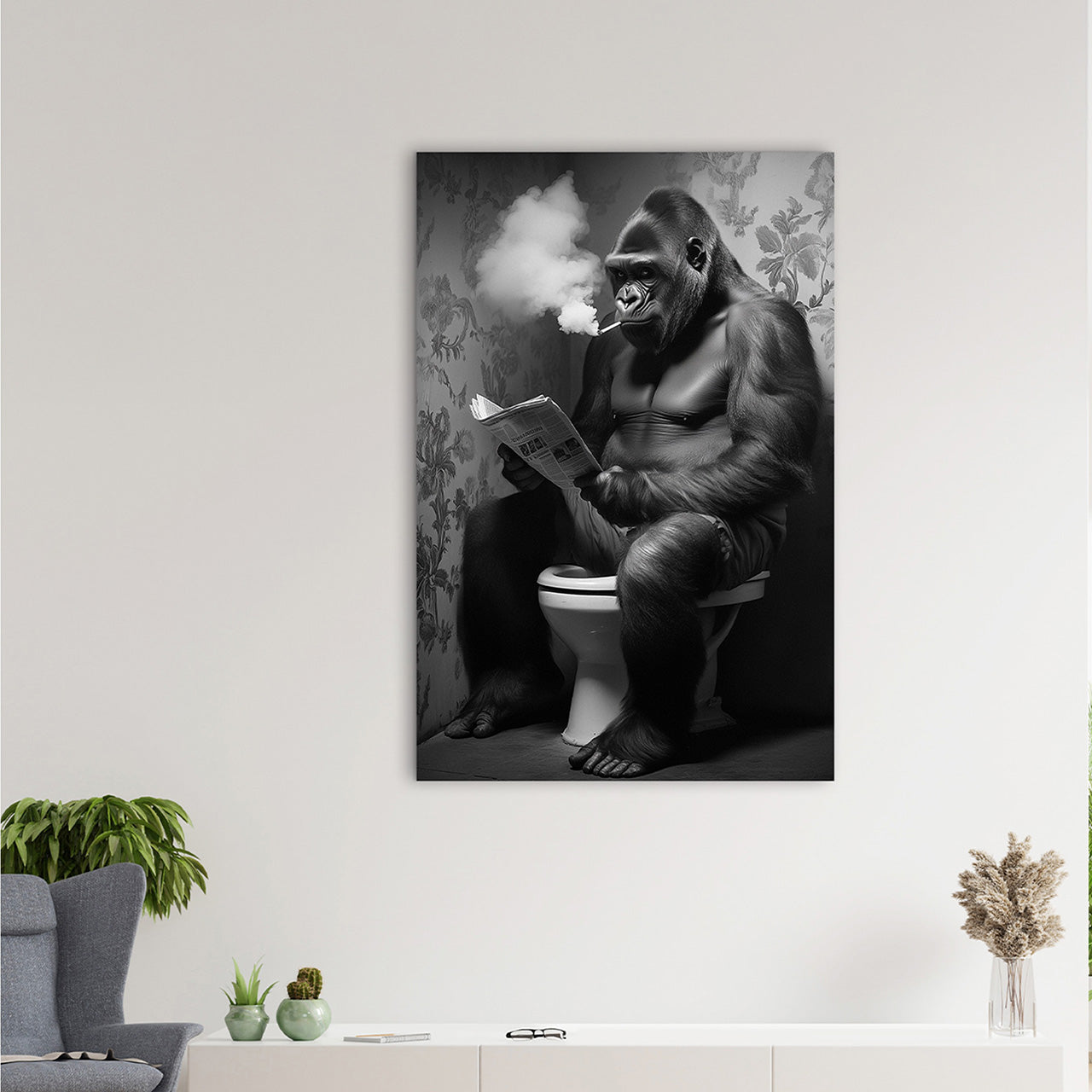 Glass picture Gorilla's Restroom