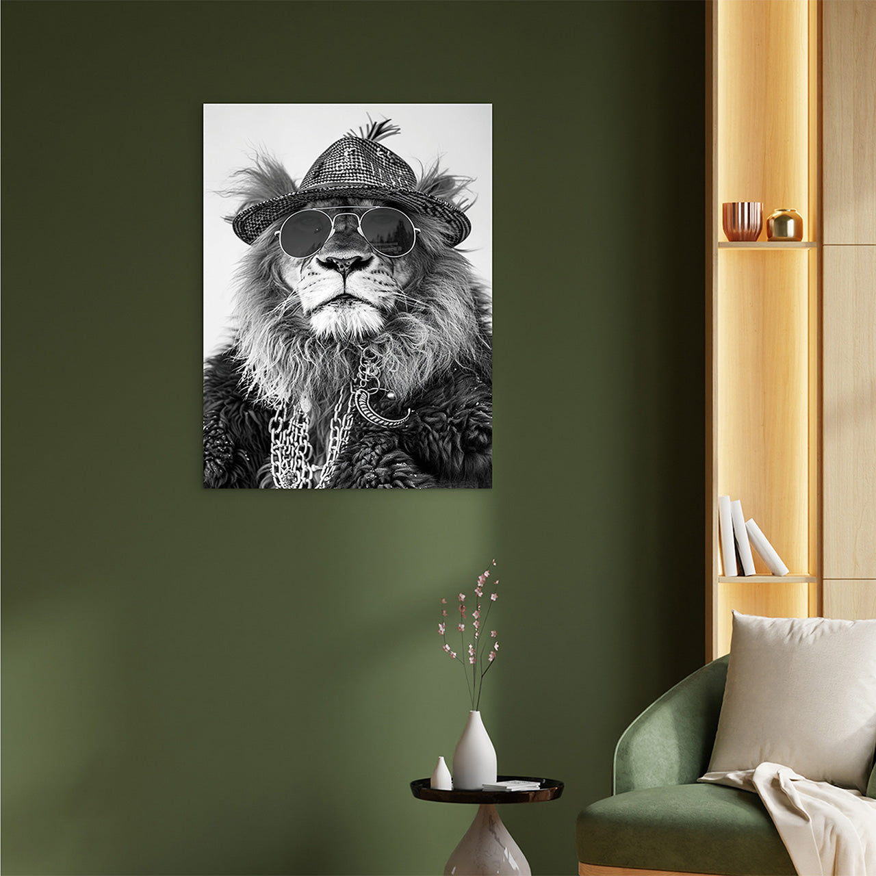 Glasbild Dashing Lion