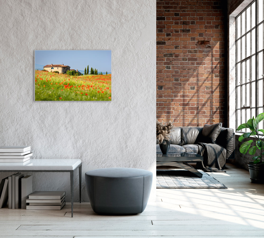 Picture &amp; Frame House in Tuscany with poppy meadow