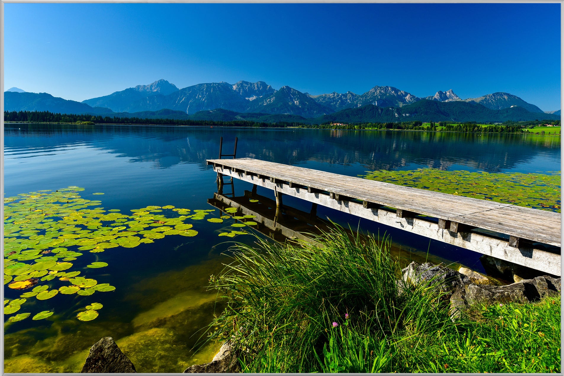 Picture &amp; Frame Mountain Lake with Jetty