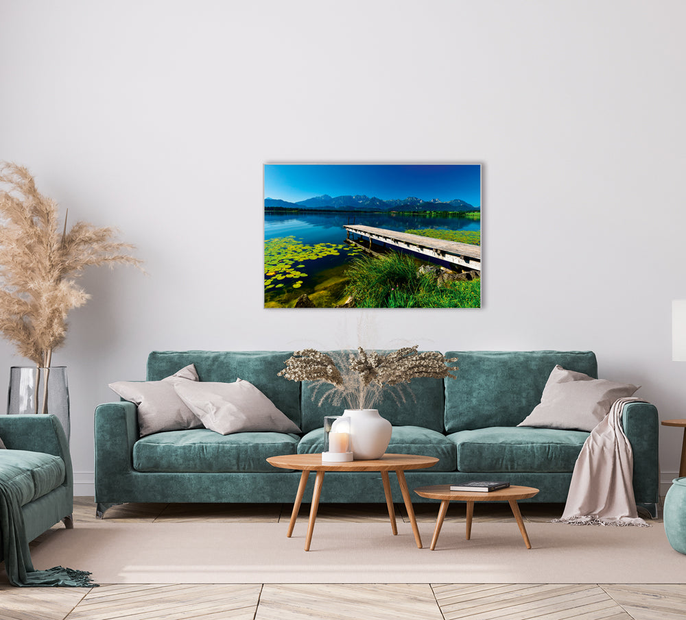 Picture &amp; Frame Mountain Lake with Jetty