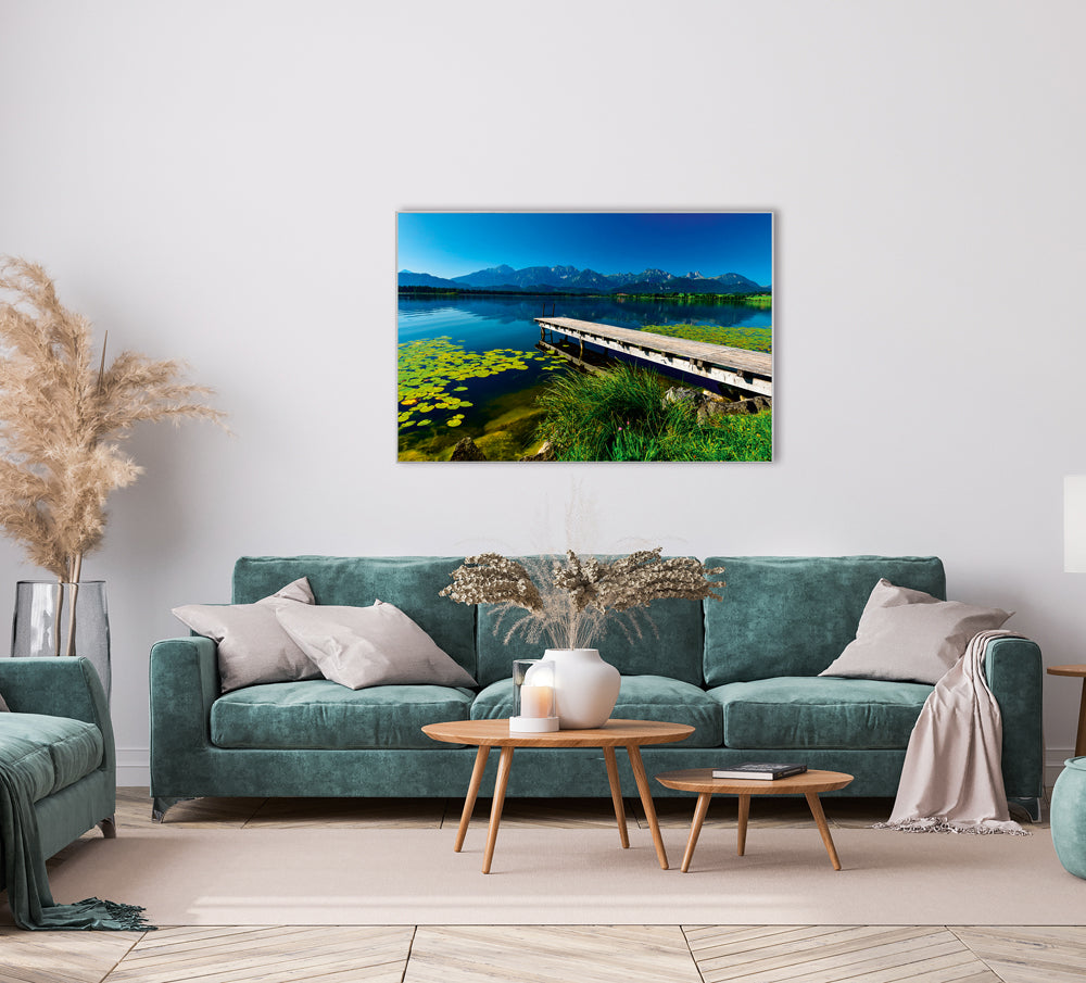 Picture &amp; Frame Mountain Lake with Jetty