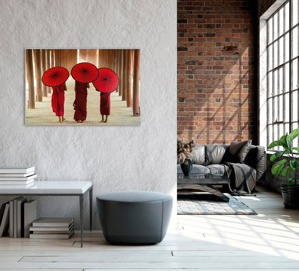 Picture &amp; Frame Monks with Umbrellas
