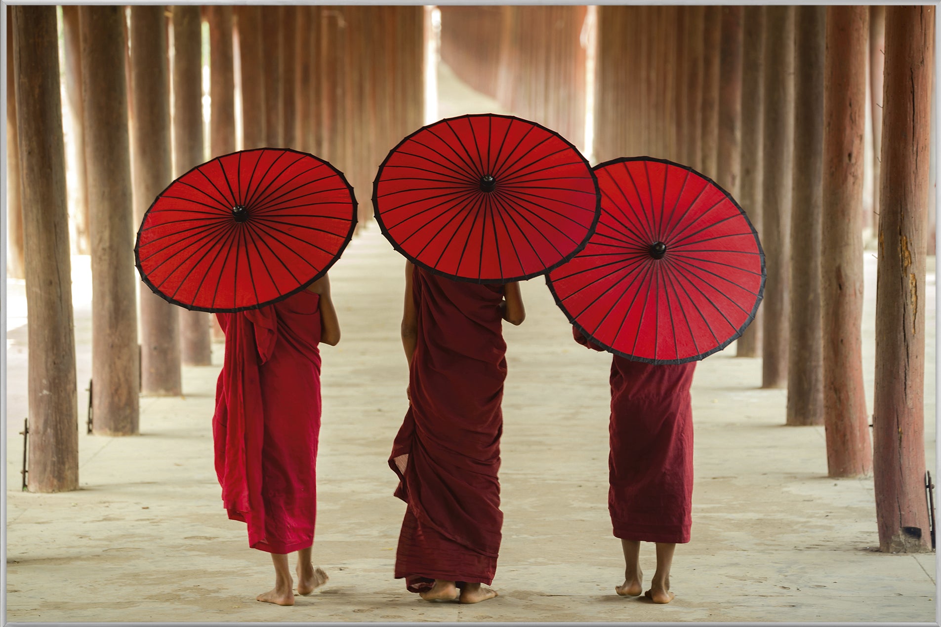 Picture &amp; Frame Monks with Umbrellas