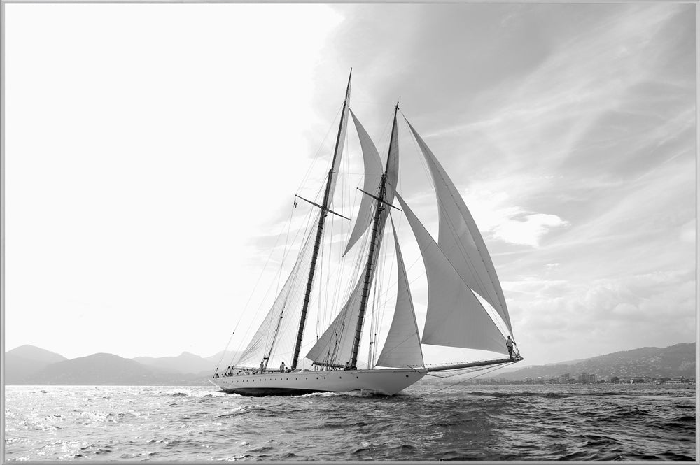 Picture &amp; frame sailing ship in black and white