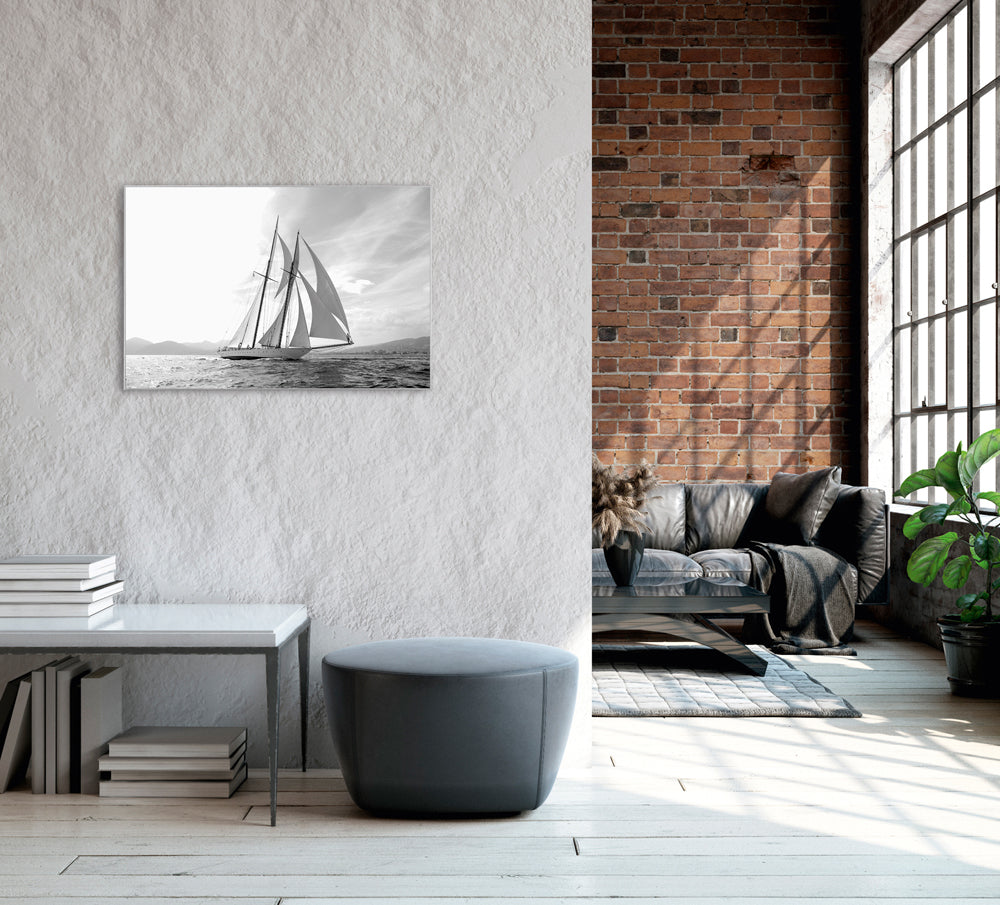 Picture &amp; frame sailing ship in black and white