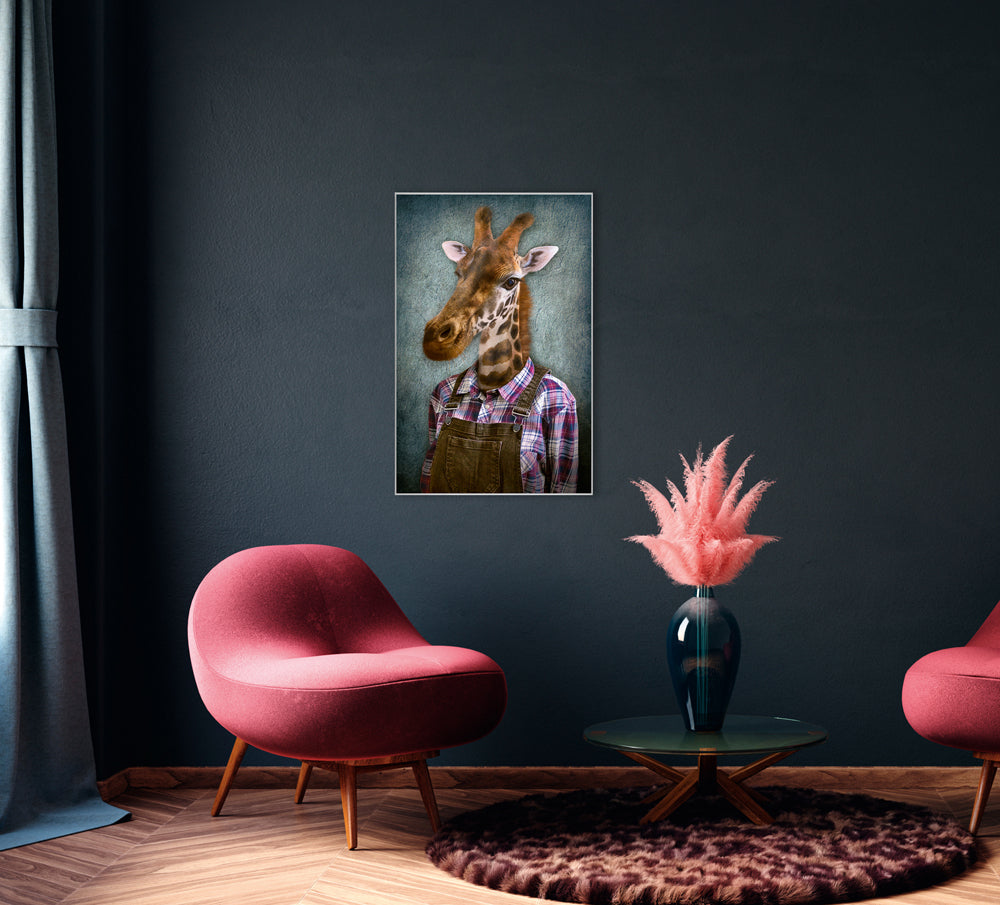 Picture &amp; Frame Giraffe with Dungarees