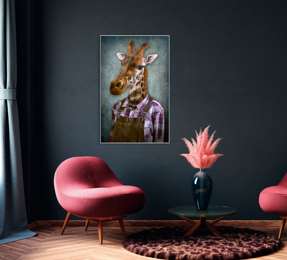 Picture &amp; Frame Giraffe with Dungarees