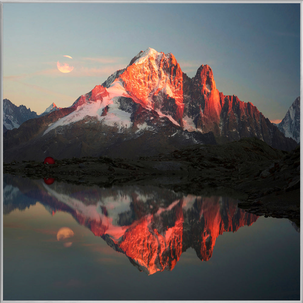 Picture &amp; Frame Mountain Panorama with Lake in Evening Mood