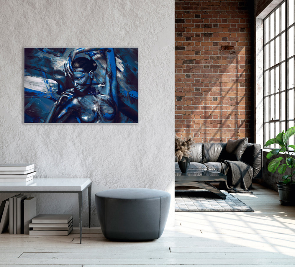 Picture &amp; Frame Nude in Blue - Body Painting