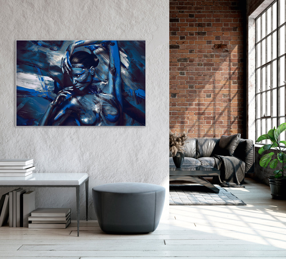 Picture &amp; Frame Nude in Blue - Body Painting