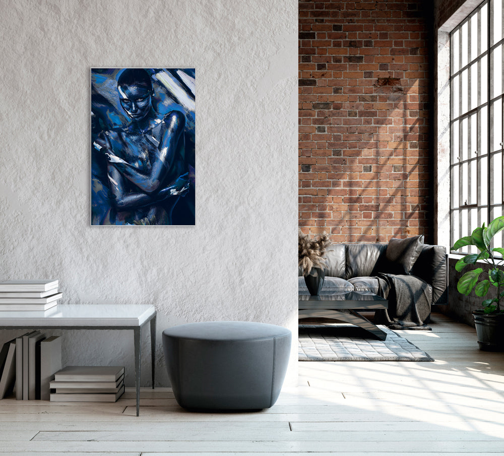 Picture &amp; Frame Nude in Blue - Body Painting