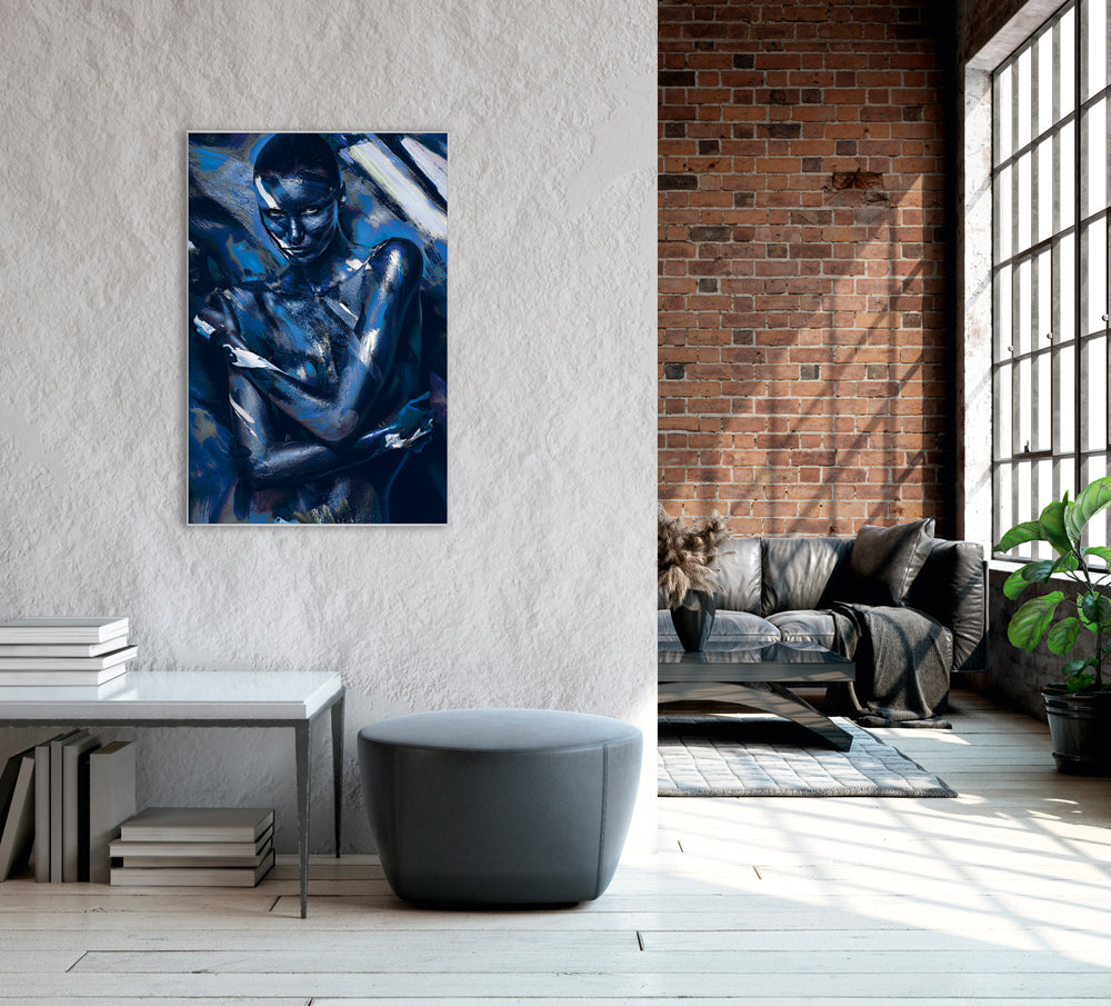 Picture &amp; Frame Nude in Blue - Body Painting