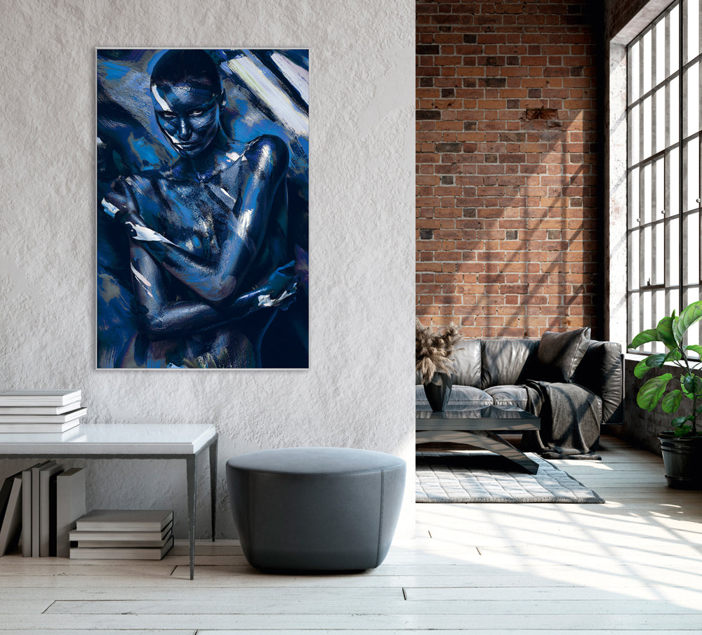 Picture &amp; Frame Nude in Blue - Body Painting