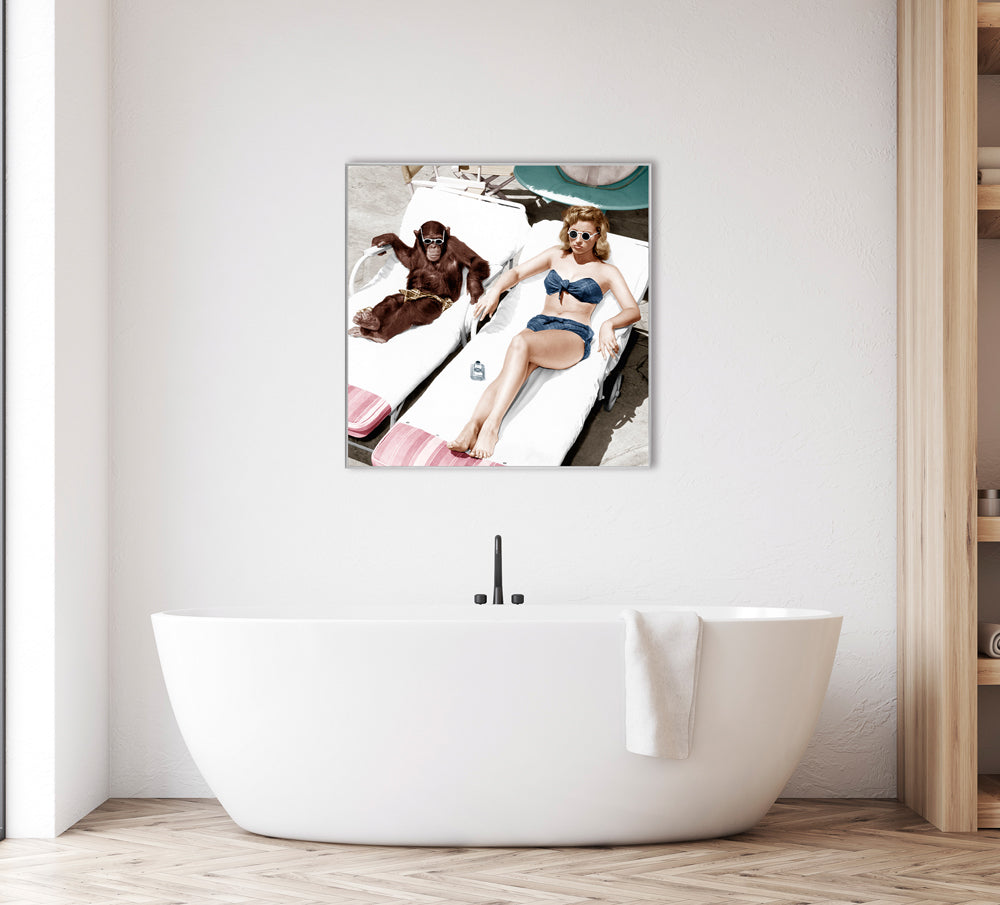 Picture &amp; Frame Bathing Beauty with Chimpanzee