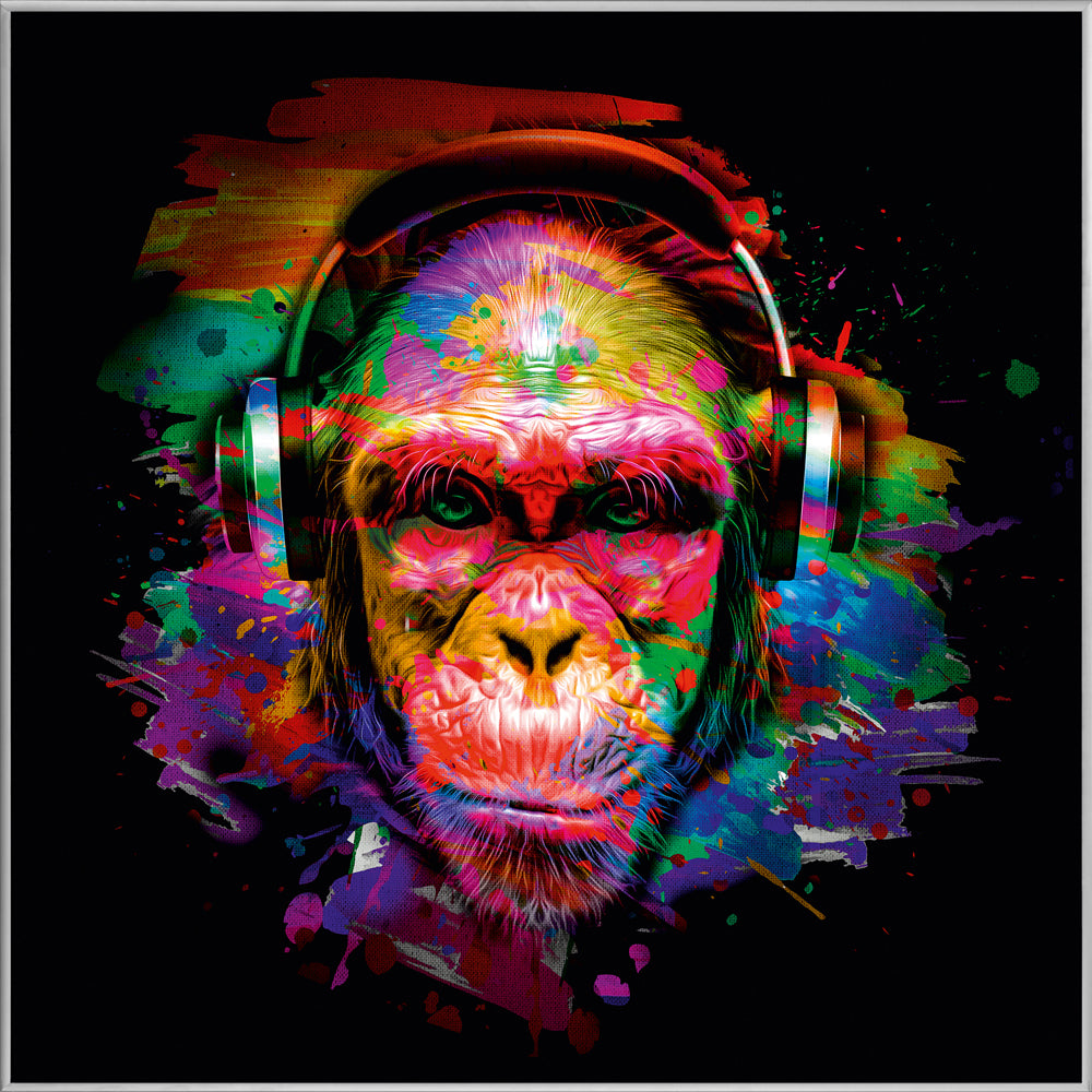 Picture &amp; Frame Pop Art Chimpanzee with Headphones