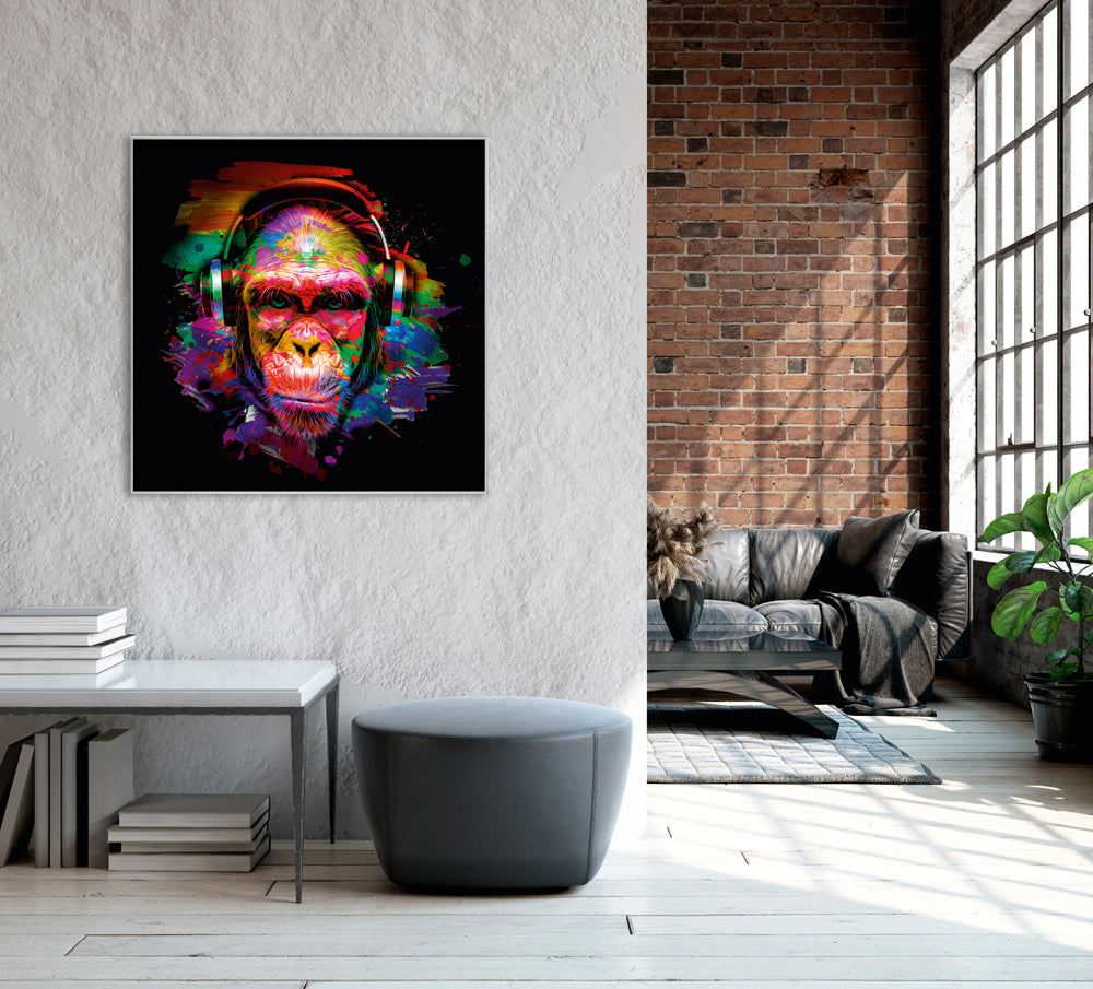 Picture &amp; Frame Pop Art Chimpanzee with Headphones