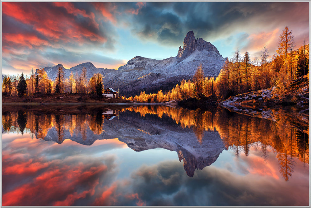 Picture &amp; Frame Reflecting Mountains at Sunrise