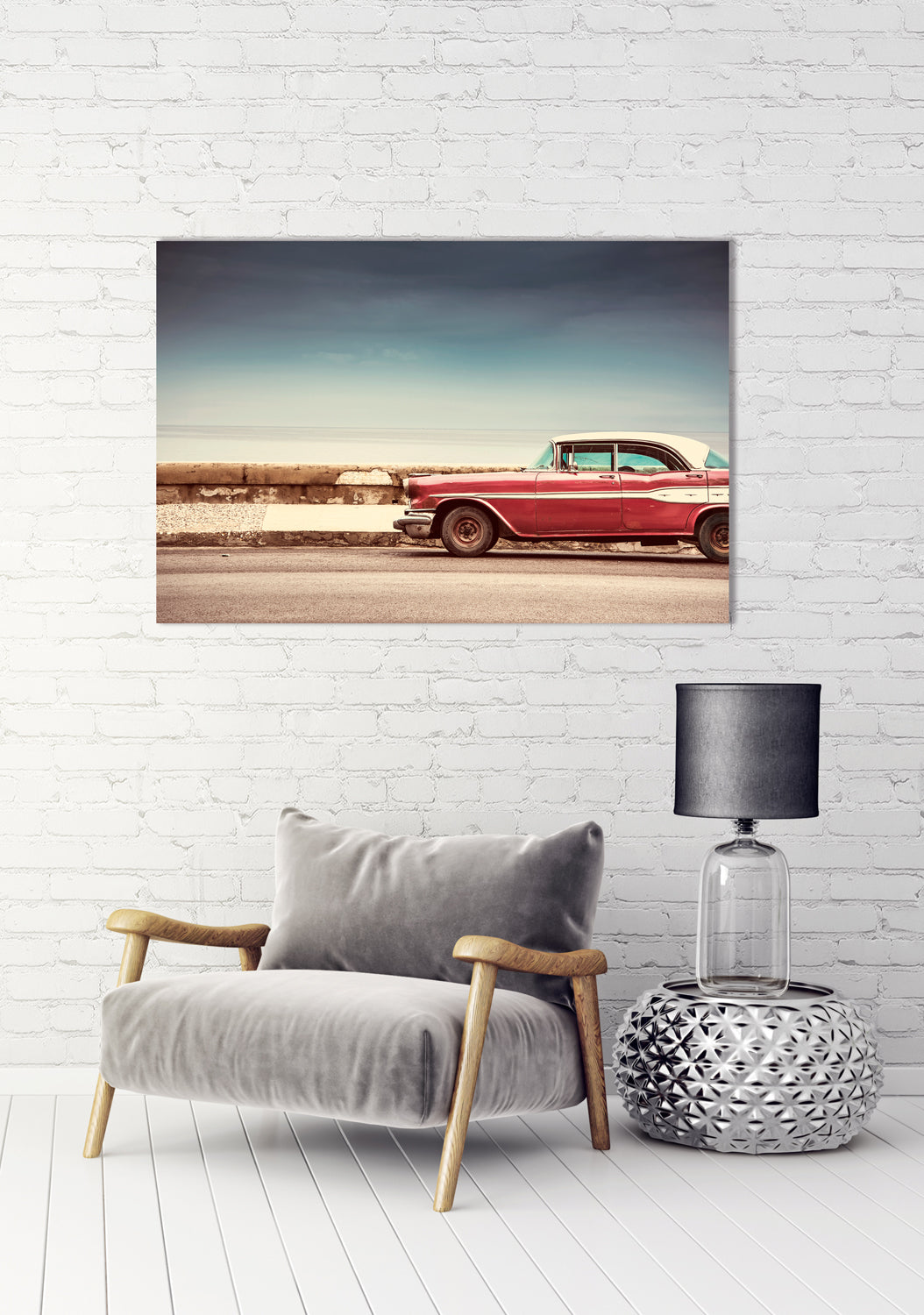 Acrylglasbild Roter Oldtimer