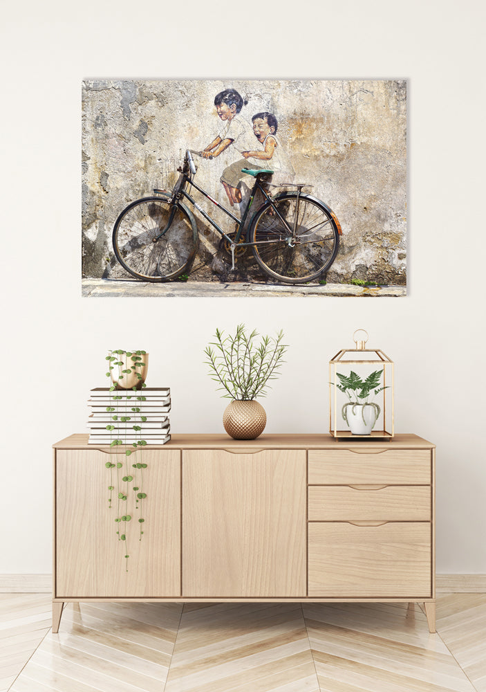 Acrylglasbild Street Art mit Fahrrad