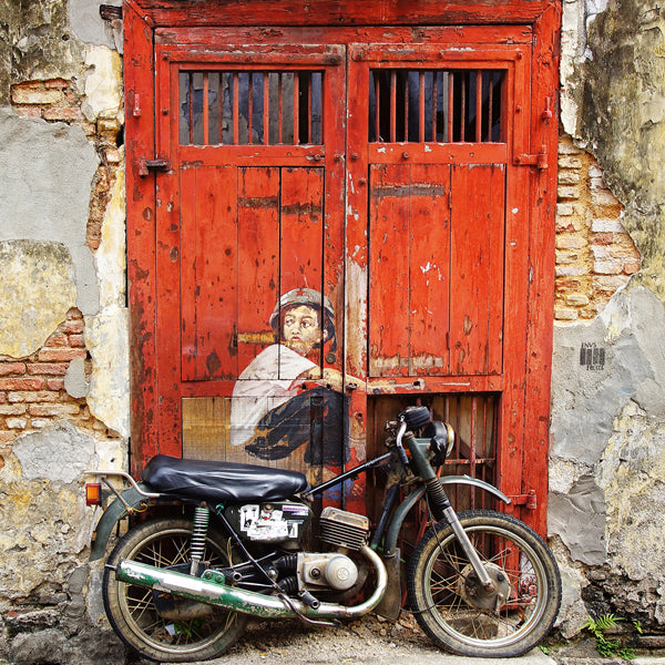Acrylglasbild Street Art mit Moped