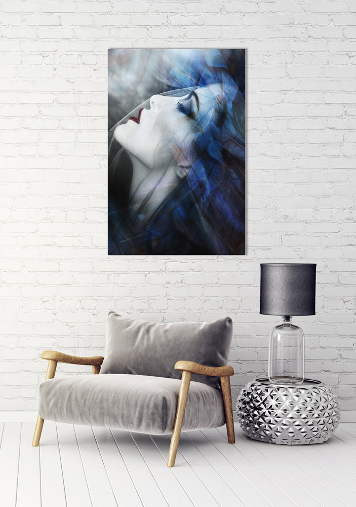 Acrylglasbild Schönheit mit Gazetuch