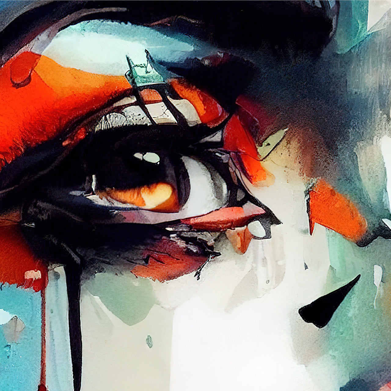 Acrylic glass picture Graffiti Beauty in Orange